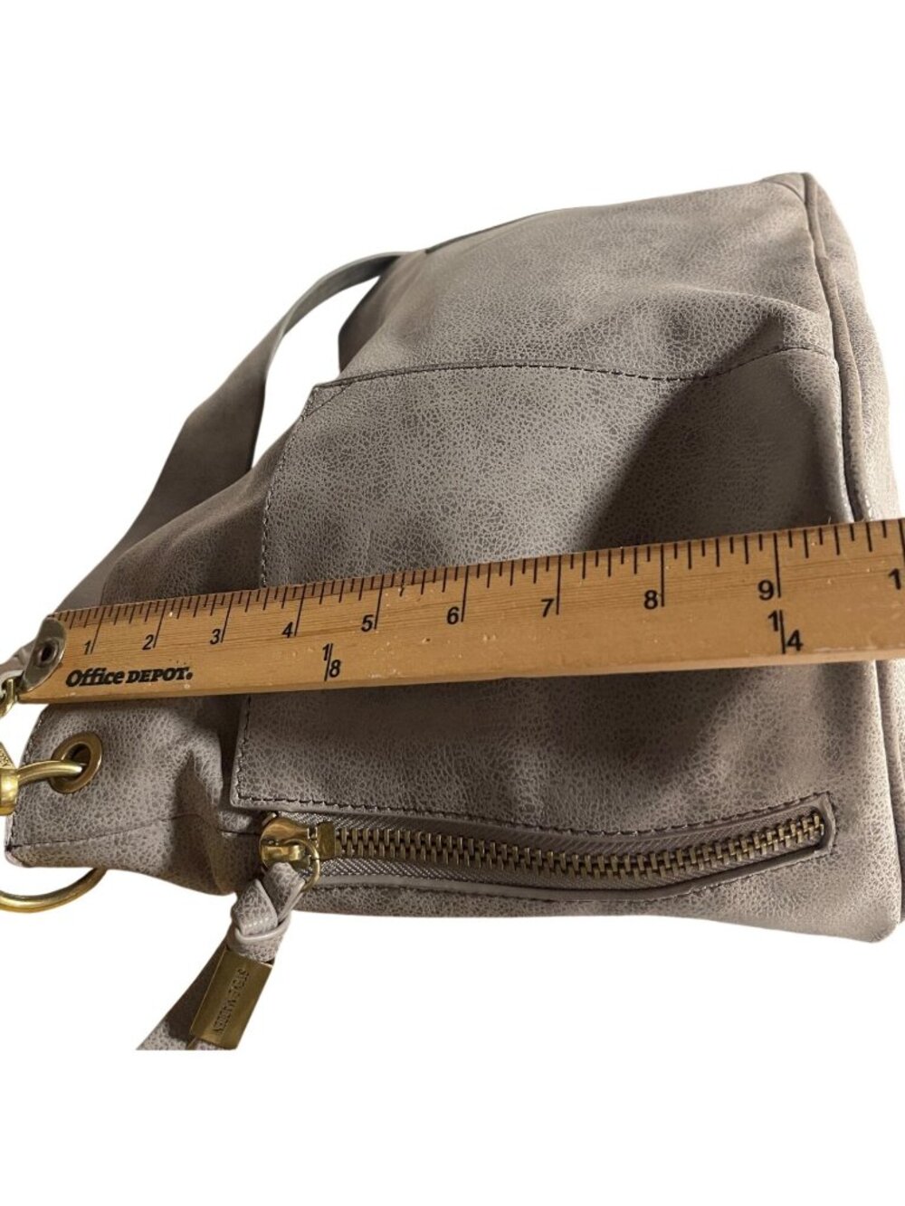 Steve Madden Drew Hobo Bag Gray Faux Leather Shoulder Bag With Gold Accents - Picture 10 of 16